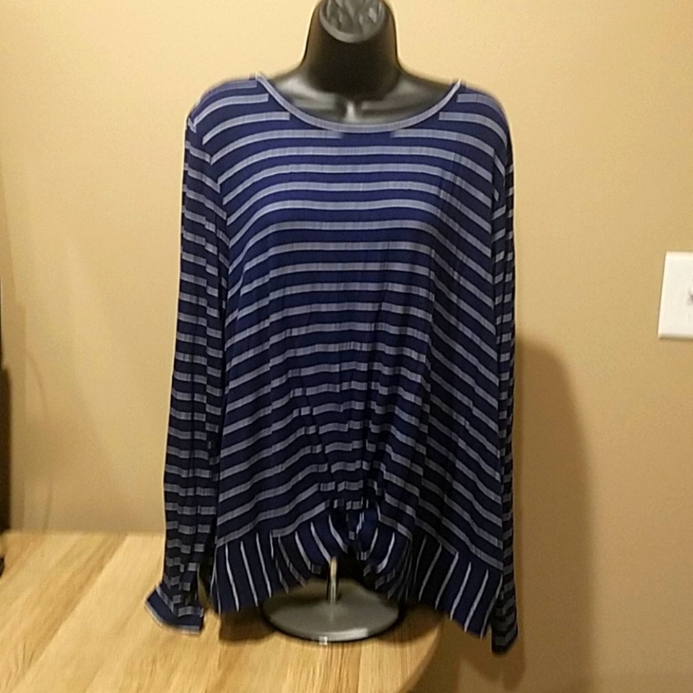 NWT  Navy & White striped LS top 2x